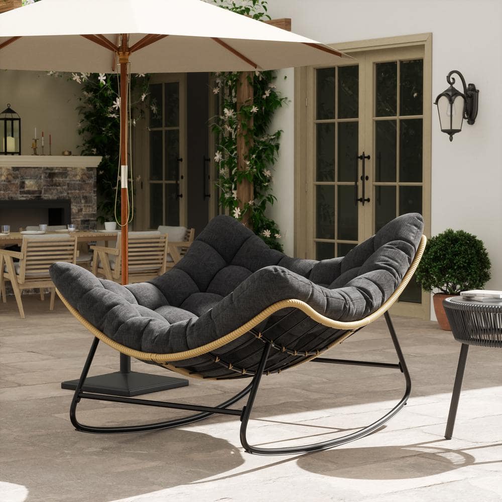 1-Piece Metal And Wicker Outdoor Rocking Recliner with Dark Gray Cushion price history on PriceWatchPro