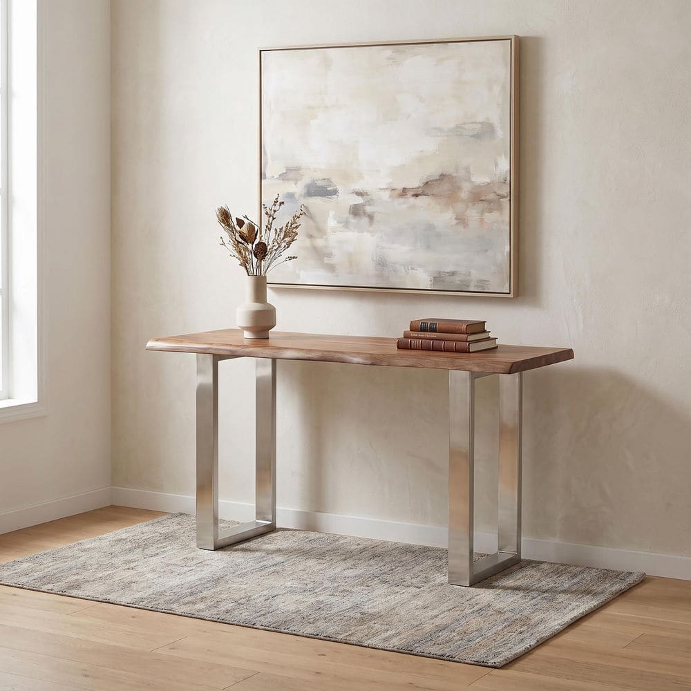 Bozeman Live Edge 58 in. Silver Rectangle Wood Console Table price history on PriceWatchPro
