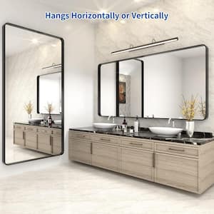 72 in. W x 36 in. H Rectangular Framed French Cleat Wall Mounted Tempered Glass Bathroom Vanity Mirror in Matte Black
