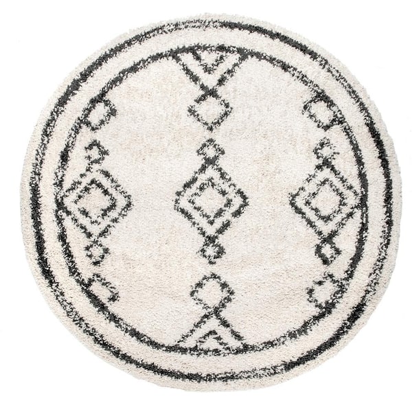 nuLOOM Mira Moroccan Diamond Shag Off White 8 ft. x 8 ft. Round Area Rug