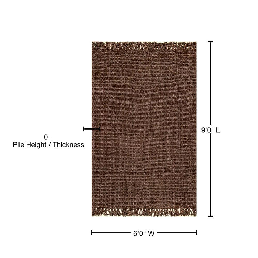Artisanal Handwoven Chocolate Brown Jute 6' x 9' Area Rug