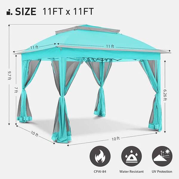 ☁️ Sudzendf 11 ft. x 11 ft. Turquoise Blue Steel Pop-Up Canopy