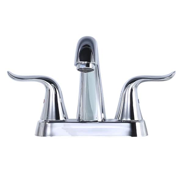 ALEASHA 4 in. Centerset Double Handle High Arc Bathroom Sink Faucet in Chrome