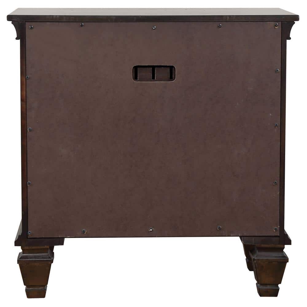 Burnished Oak Contemporary 2-Drawer Nightstand with Pullout Tray