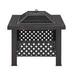 26 in. x 19.25 in. Outdoor Square Table Wood Fire Pit with Spark Screen Cover and Poker