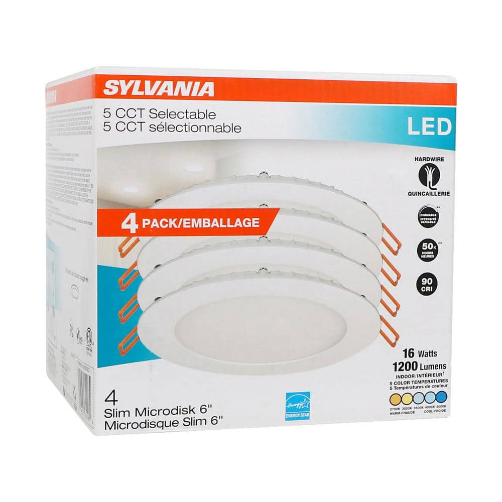 White LED 6" Slim Microdisk Recessed Downlight 4-Pack