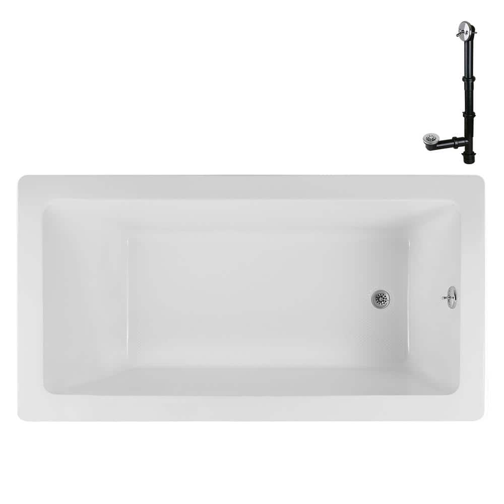 N-4080-706-CH 66 in. x 34 in. Rectangular Acrylic Soaking Drop-In Bathtub, with Reversible Drain in Polished Chrome price history on PriceWatchPro
