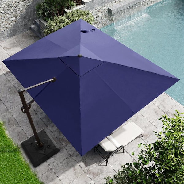 Crestlive Products 9 ft. x 11.5 ft. Outdoor Rectangular 360° Rotation Cantilever Tilt Patio Umbrella in Navy