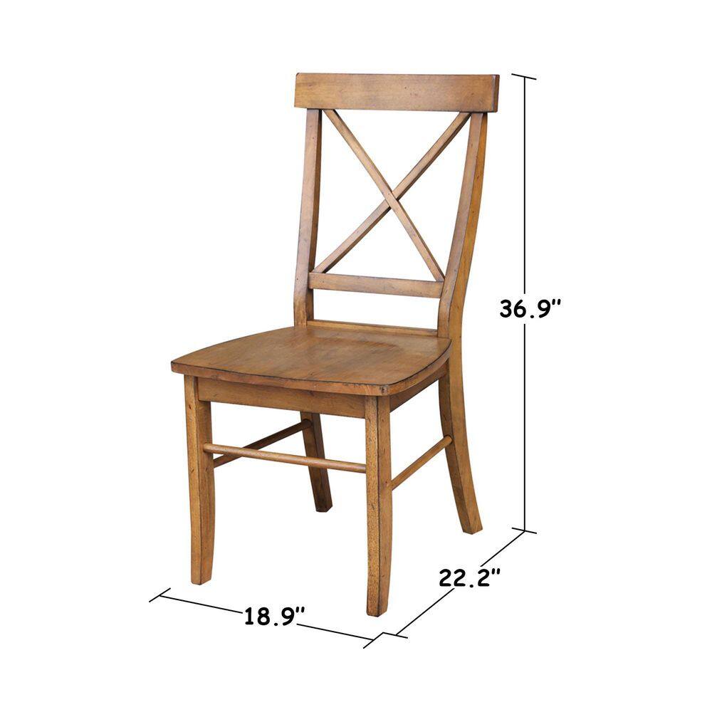 Elegant Pecan Brown Solid Wood Cross-Back Side Chair