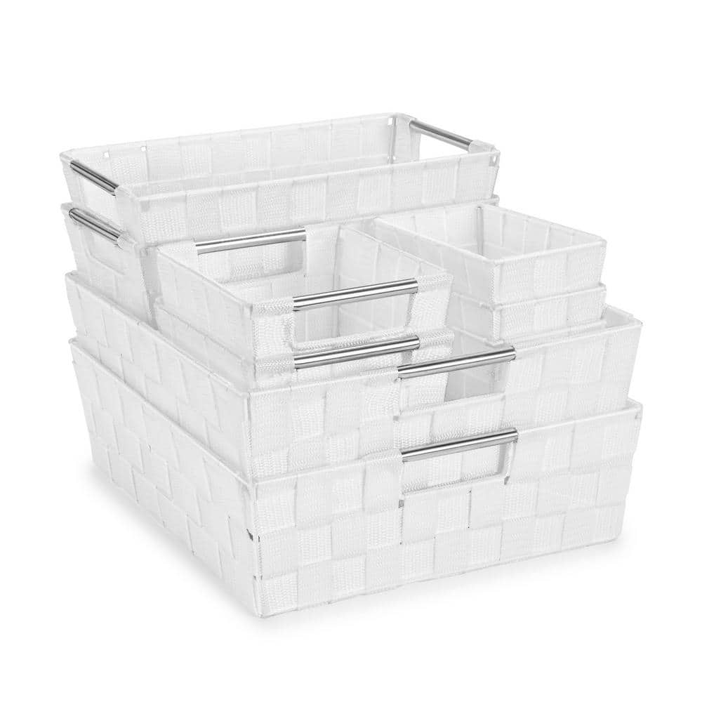 Large Storage Baskets for Organizing, Linen Closet Storage, White 14 in. x 