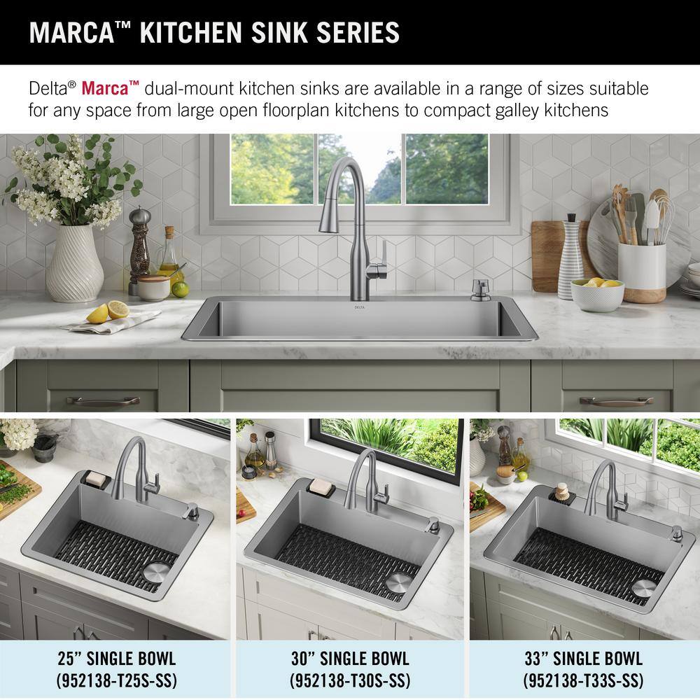 Delta 30" Stainless Steel Drop-In Single Bowl Kitchen Sink with Accessories