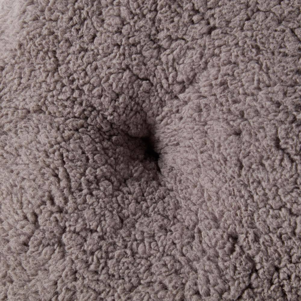 Gray Microfiber Round Donut Cat Bed with Sherpa Center