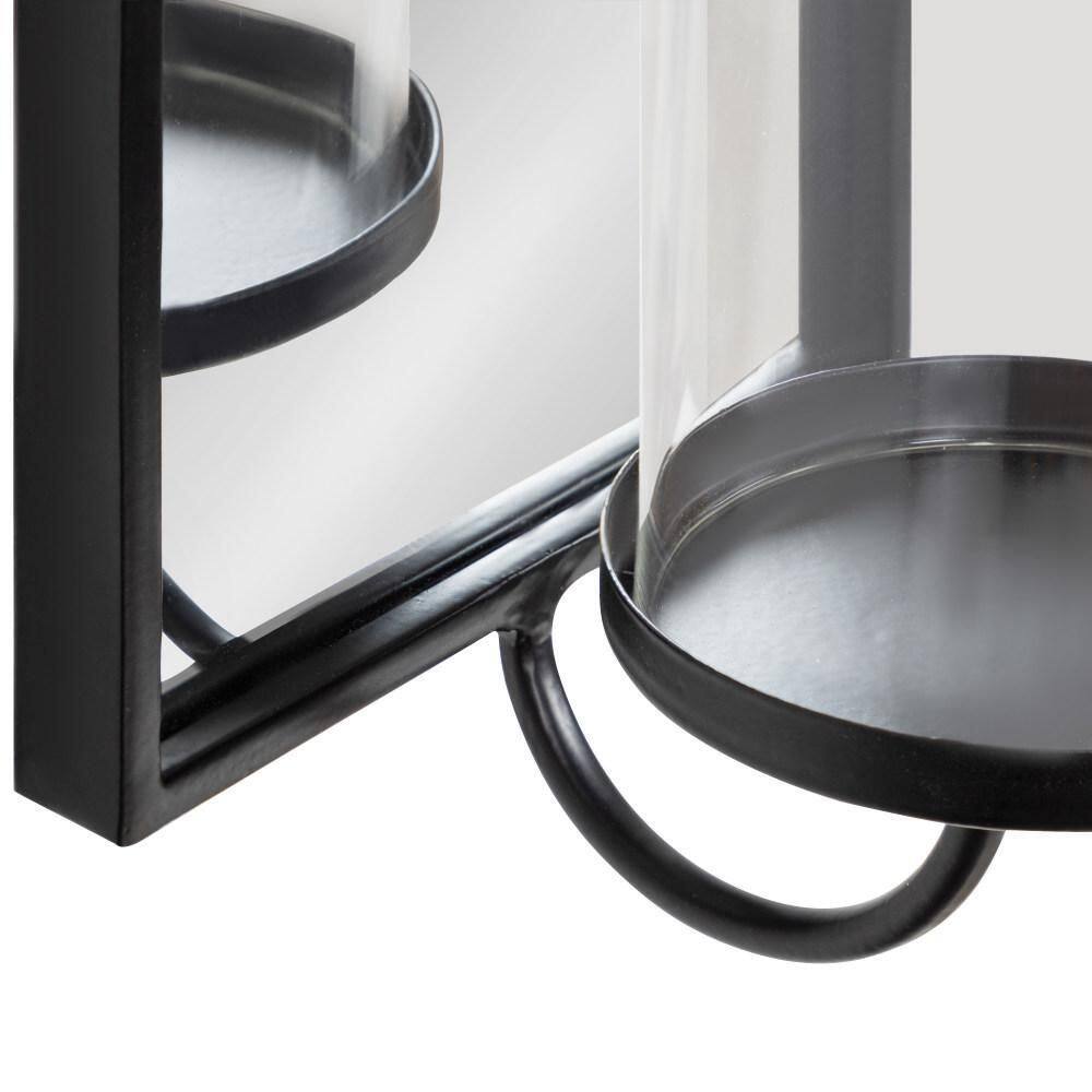 Ezerin Black Metal and Mirror Arched Wall Sconce, 16"