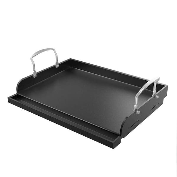 17 in. x 13 in. Nonstick Metal Flat Top Griddle Pan with Handle for Gas Charcoal Electric Grill Outdoor Cooking