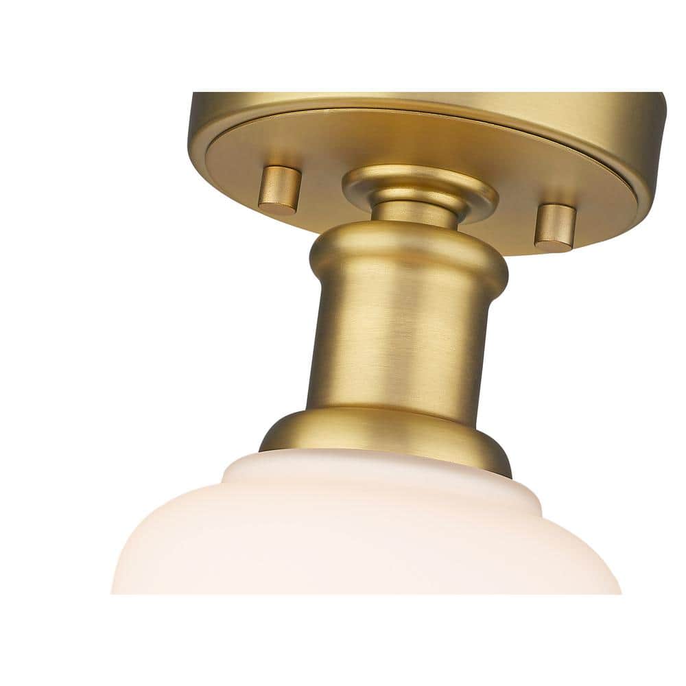 Heritage Brass and Glass Globe Indoor/Outdoor Flush Mount Light