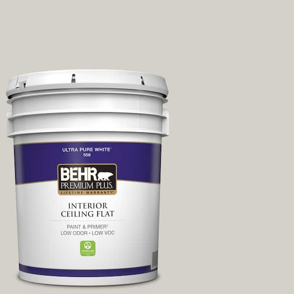BEHR PREMIUM PLUS 5 gal. Designer Collection #DC-014 Gray View Ceiling Flat Interior Paint