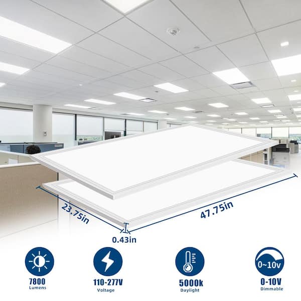 Honbei 2 ft. x 4 ft. 7800 Lumens Integrated LED Panel Light 5000K 2 x 4 LED Drop Ceiling Light Fixture, ETL Listed (20-Pack)