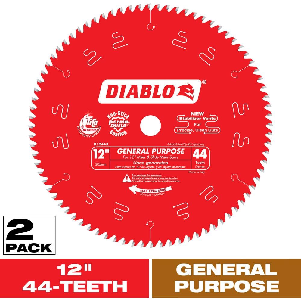 DIABLO 12 in. x 44-Tooth General Purpose Circular Saw Blade Value Pack (2-Pack)