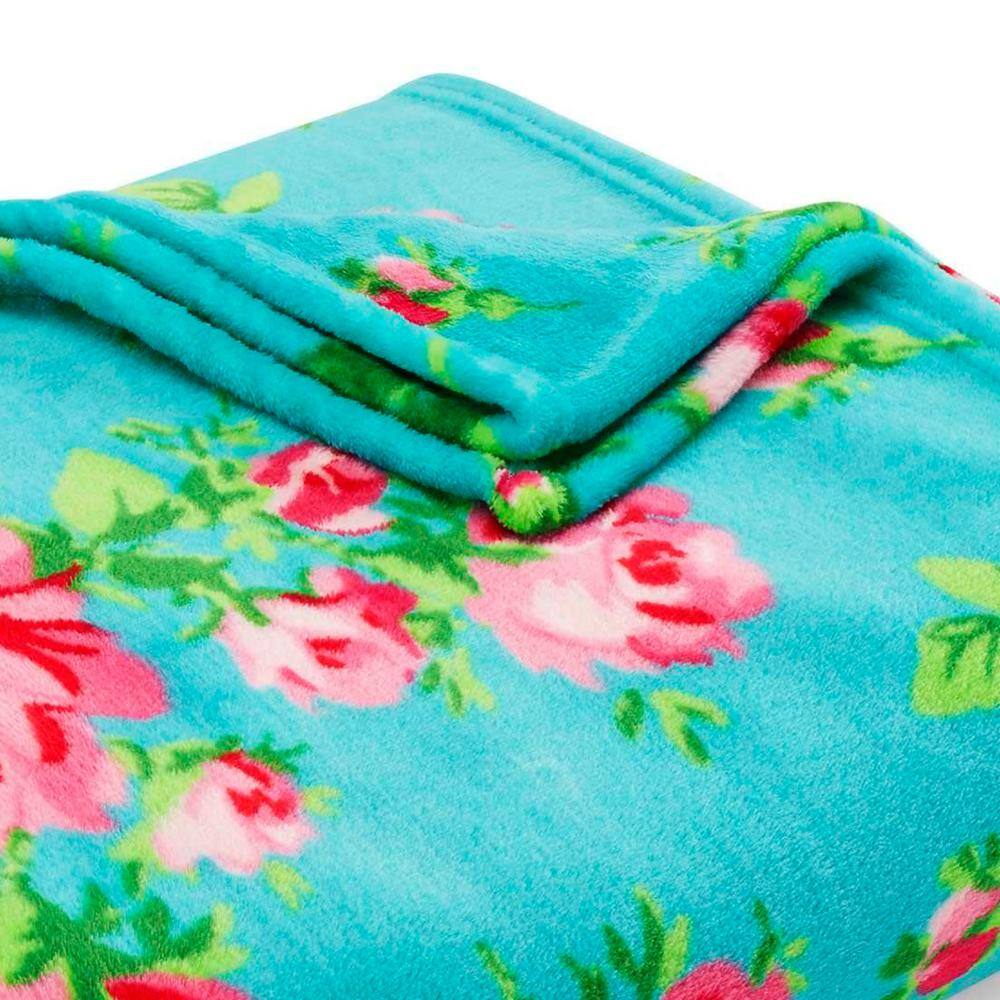 Turquoise Blue Reversible Fleece Throw Blanket 50"x70"