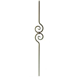 44 in. x 1/2 in. Antique Bronze Spiral Hollow Iron Scroll Baluster