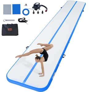 Gymnastics Air Mat 4 in. Thickness Inflatable Gymnastics Tumbling Mat with Electric Pump Training Mats, 20 ft, Blue