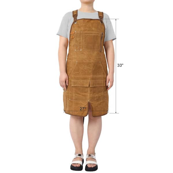Siavonce Adjustable Brown Heavy Duty Waxed Canvas Tool Apron