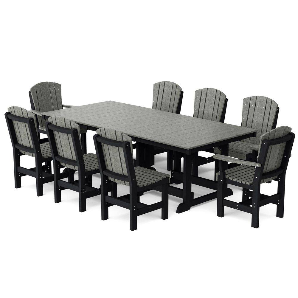Heritage 9-Piece Dark Gray and Black HDPE Plastic Outdoor Patio Dining Set price history on PriceWatchPro