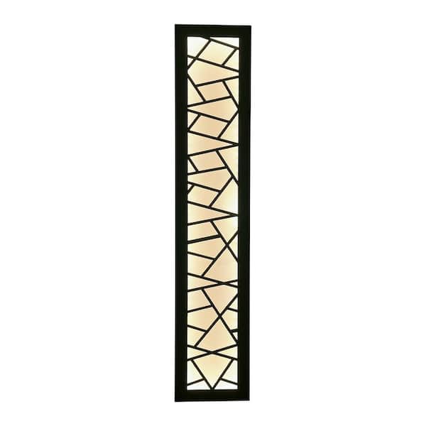 OUKANING 31.5 in. 1-Light Black Modern Outdoor/Indoor Rectangular LED Wall Sconce with Acrylic Shade