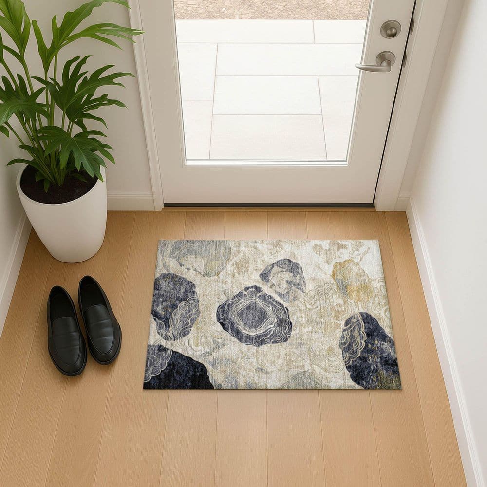 Mayfield Premium Machine Washable Abstract AMF1686 Ivory 2 ft. x 3 ft. Area Rug price history on PriceWatchPro