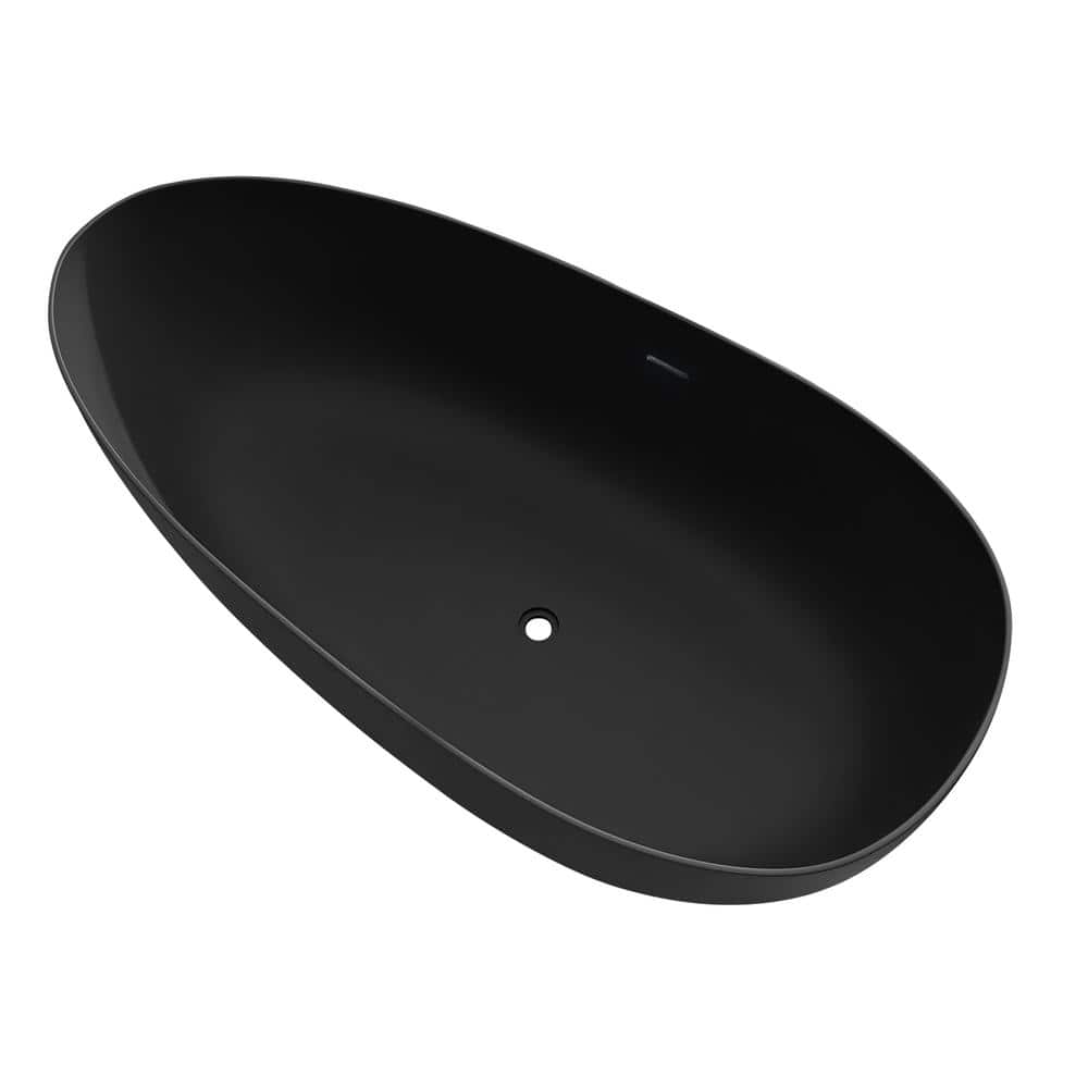 Matte Black 67'' Solid Surface Freestanding Soaking Bathtub