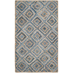 Cape Cod Natural/Blue Doormat 2 ft. x 4 ft. Geometric Area Rug