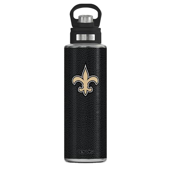 Tervis NFL NOLA SAINTS LOGO BK 40OZ Wide Mouth Water Bottle Powder Coated Stainless Steel Standard Lid