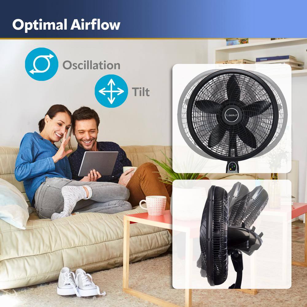 Black 54" Adjustable Height Oscillating Pedestal Fan with Remote