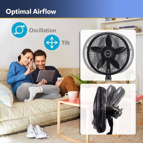 Comfort Zone 16” Electric Oscillating Pedestal Fan, 3-speed Options,  90-Degree Oscillating Head, Adjustable Height and Tilt, Powerful Air Flow,  Ideal