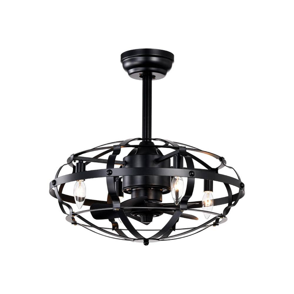 20 in. Smart Indoor Matte Black Ceiling Fan with Remote Control and 5 Blade