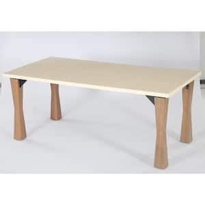 Halseey Modern Beige and Brown Wood 71 in. 4 Legs Dining Table Seats 4-6