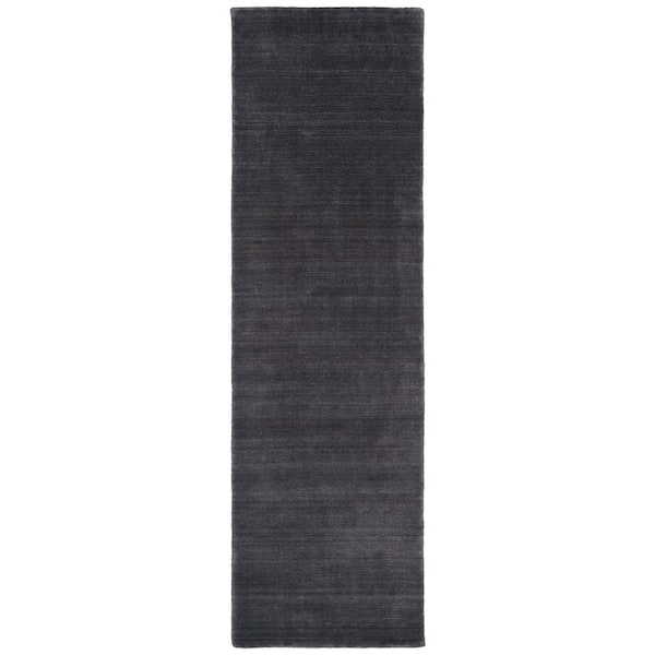 Himalaya 2 ft. x 10 ft. Black Solid Color Runner Rug