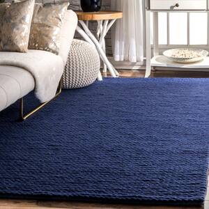 Caryatid Chunky Woolen Cable Navy 8 ft. x 10 ft. Area Rug