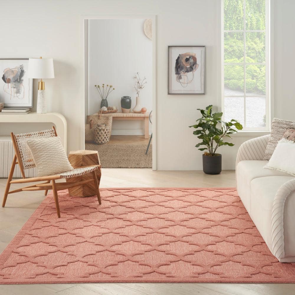 Coral and Orange Trellis 9' x 12' Synthetic Area Rug