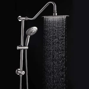 5-Spray Patterns with 2.5 GPM 10 in. Wall Mounted Hand Shower Dual Shower Heads in Brushed Nickel