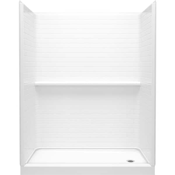 STERLING PLUMBING Traverse 60 in. W x 76.25 in. H 4-Piece Direct-to-Stud Alcove Shower Wall Surround in White