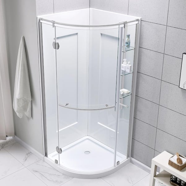 Glacier Bay Glamour 32 in. x 76.40 in. Corner Drain Corner Shower