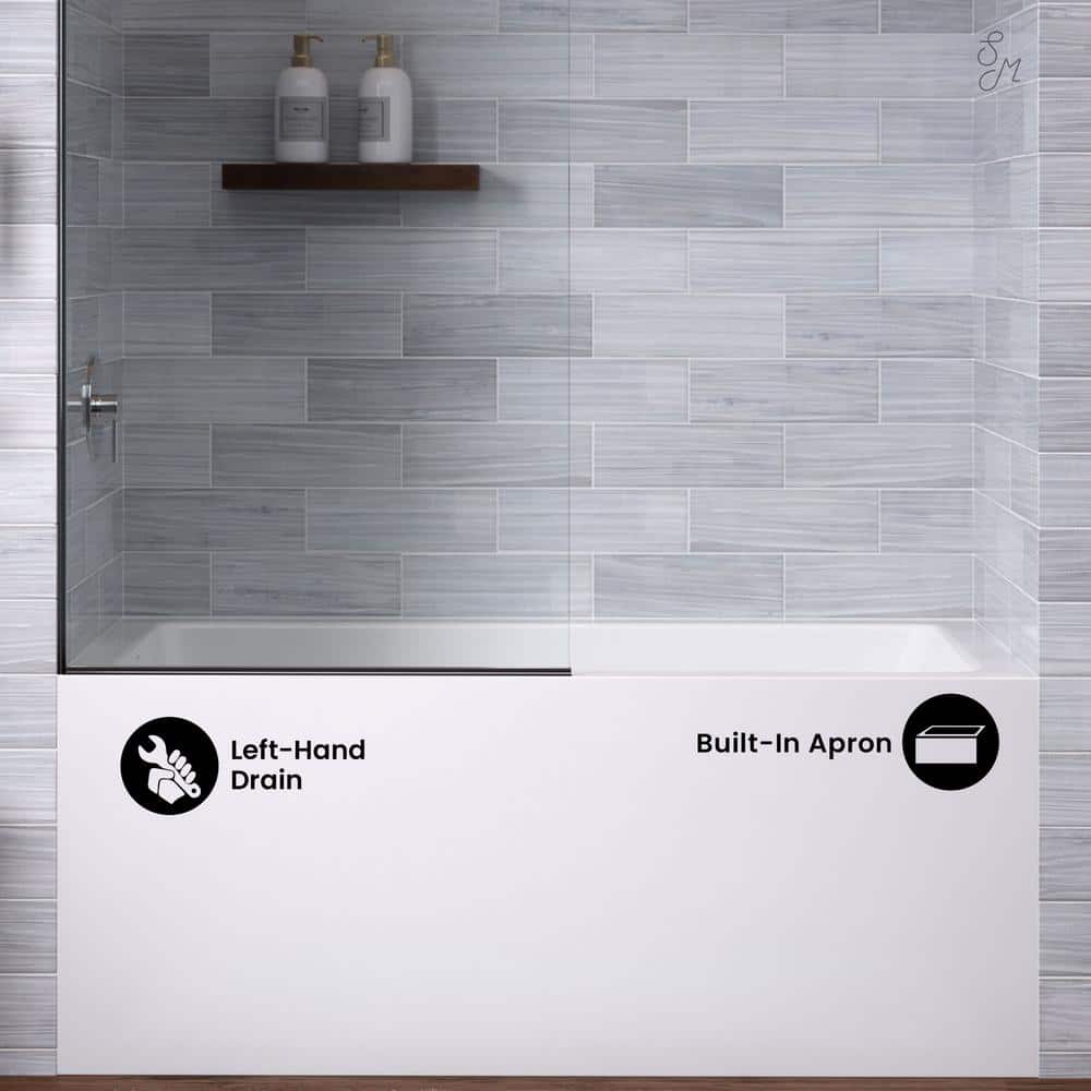 Voltaire 54" White Acrylic Alcove Bathtub with Apron
