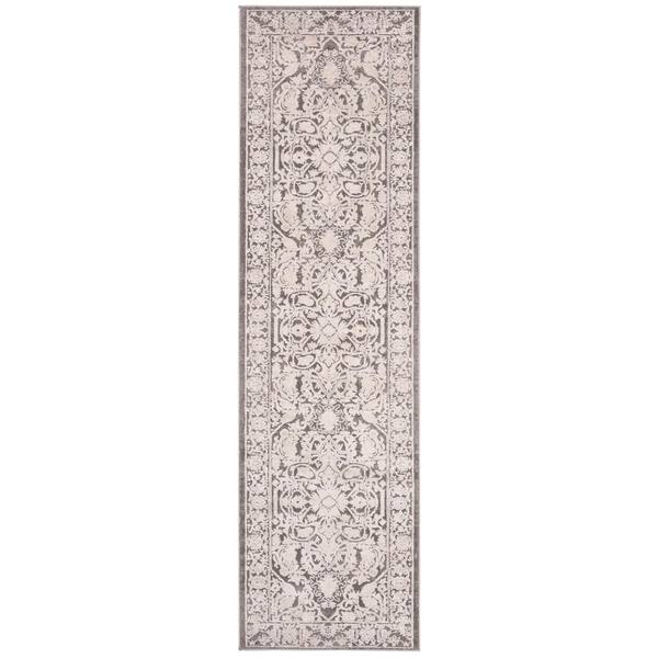 Reflection Dark Gray/Cream 2 ft. x 8 ft. Border Floral Runner Rug