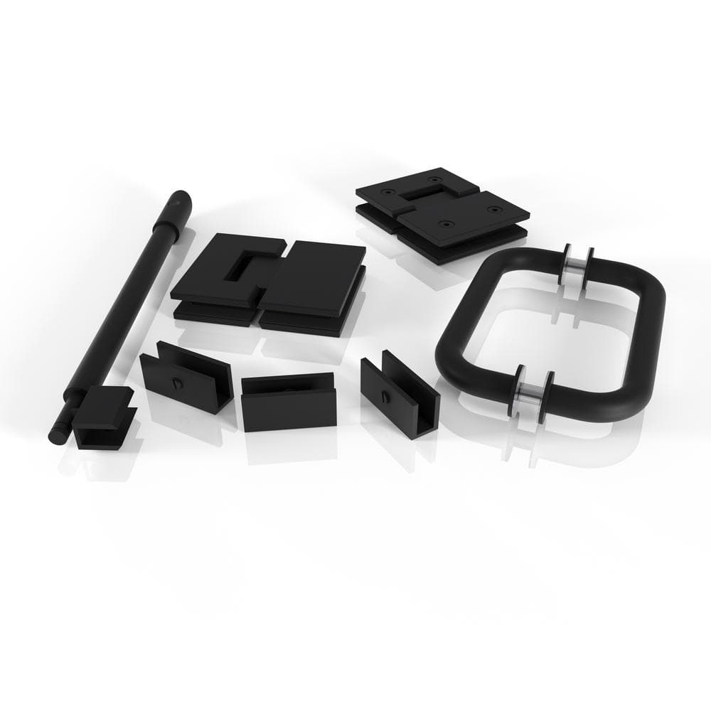 Glass Warehouse 78 in. Glass Hinged Hardware Pack in Matte Black with
