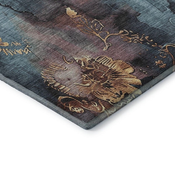 Mayfield Premium Machine Washable Abstract AMF1869 Blue 8 ft. x 10 ft. Area Rug