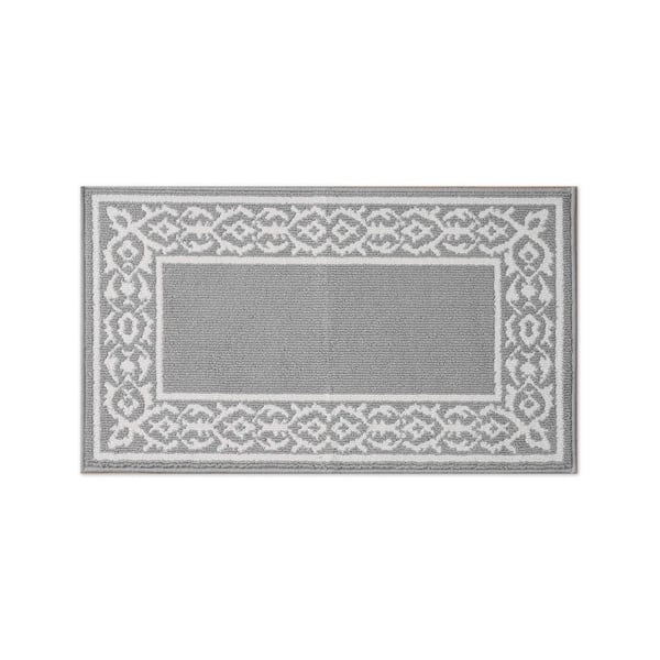 Lorreta Two-Tone Light Gray/Ivory 2 ft. × 4 ft. Tufted Border Polypropylene Area Rug