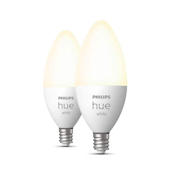 Philips Hue Soft B11 LED 40W Equivalent Dimmable Smart Light with Bluetooth (2 Pack) 548289 - The Depot