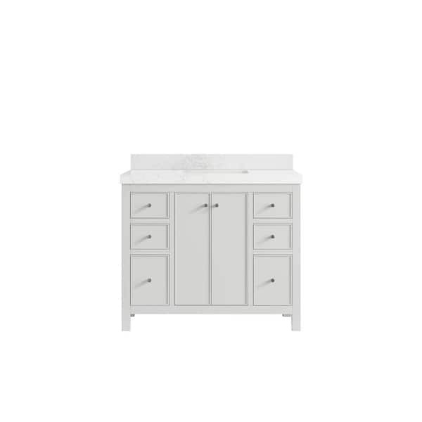 Willow Collections Chicago 42 in. Single Sink Freestanding White Bath Vanity with Empira White Qt. Top Unassembled