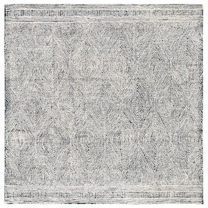Abstract Ivory/Charcoal 10 ft. x 10 ft. Geometric Square Area Rug